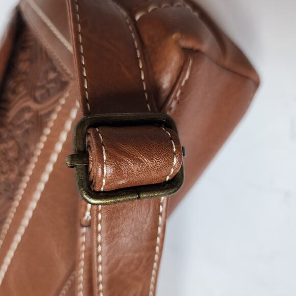 BOC Born Concept Purse Cross Body Boho Shoulder Bag Embossed Saddle Brown - Picture 9 of 16